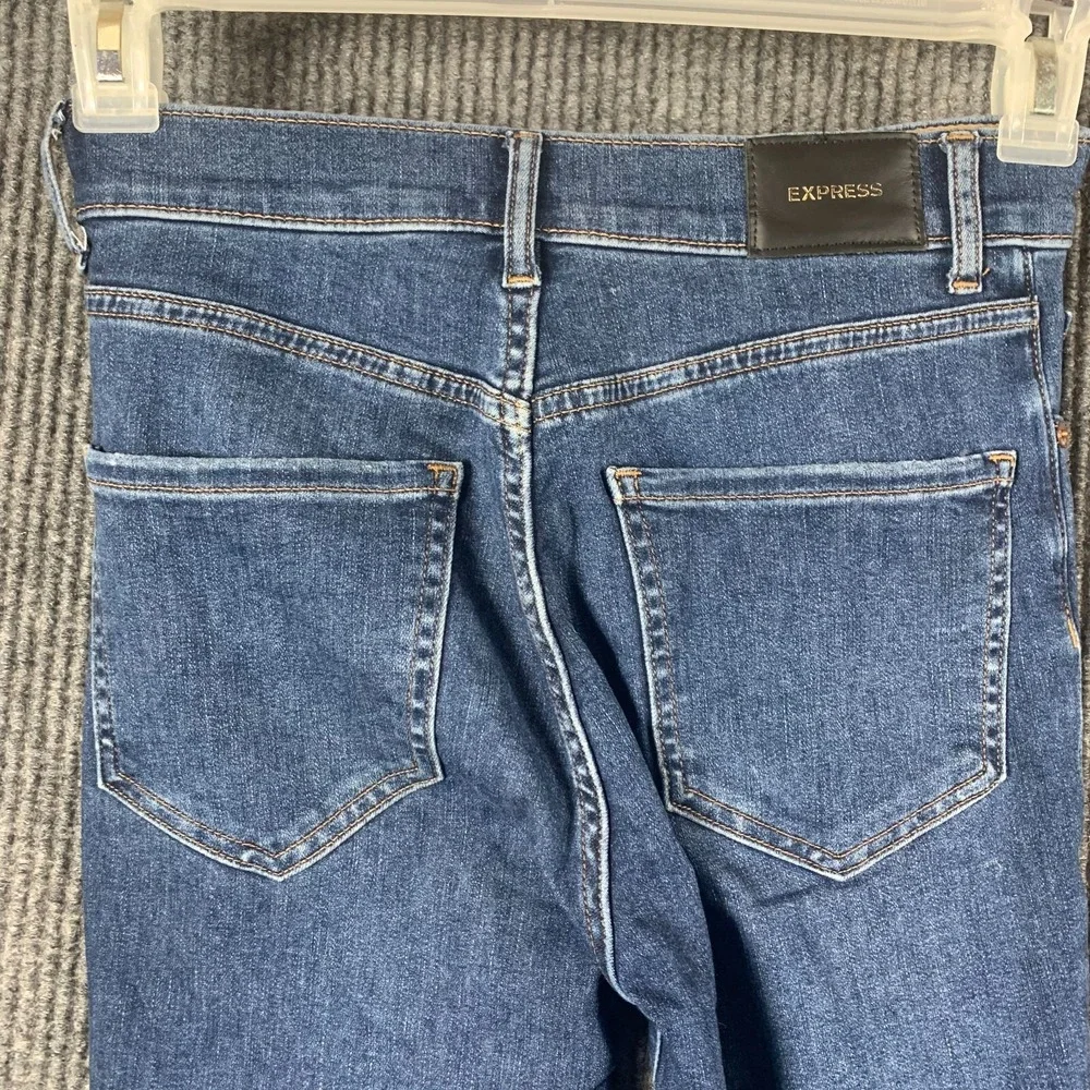 Express Jeans Womens 0 Blue Cropped‎ Skinny High Rise Ripped Distressed 28x25